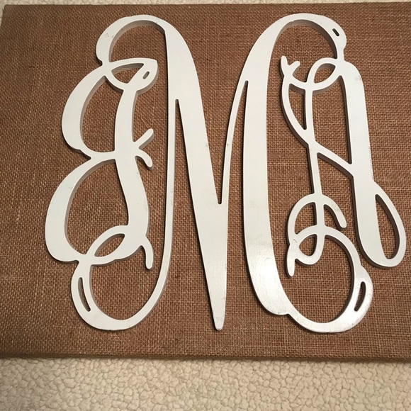 JMA White Wooden Script Monogram on Burlap Canvas
Initials JMA or JAM Monogram - Picture 8 of 9